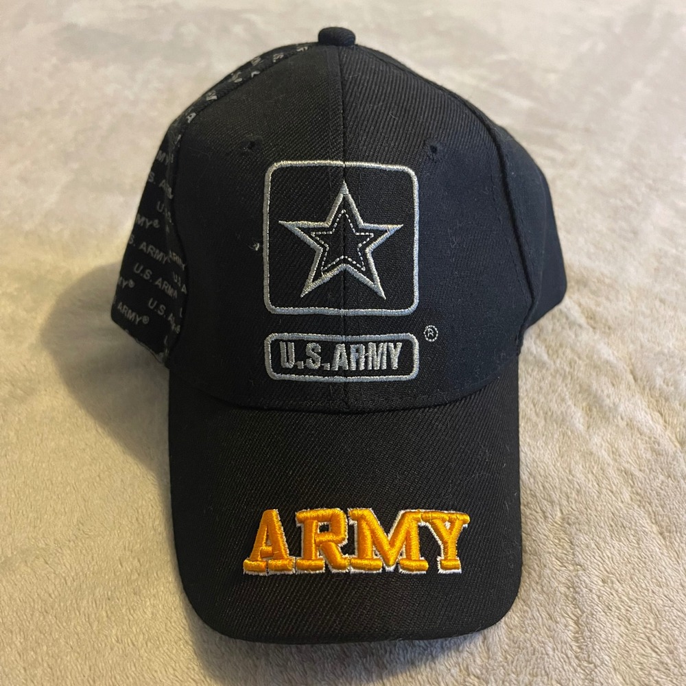 US Army Black Embroidered Logo Baseball Cap One Size Fits Most Adult Streetwear